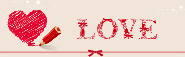情人节红心LOVE铅笔背景BANNER