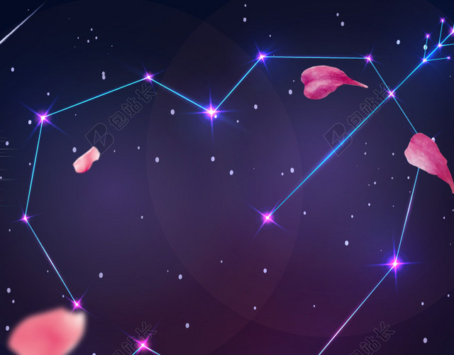 紫色星空浪漫爱心PSD分层主图背景素材