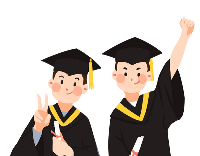 穿学士服的毕业学生