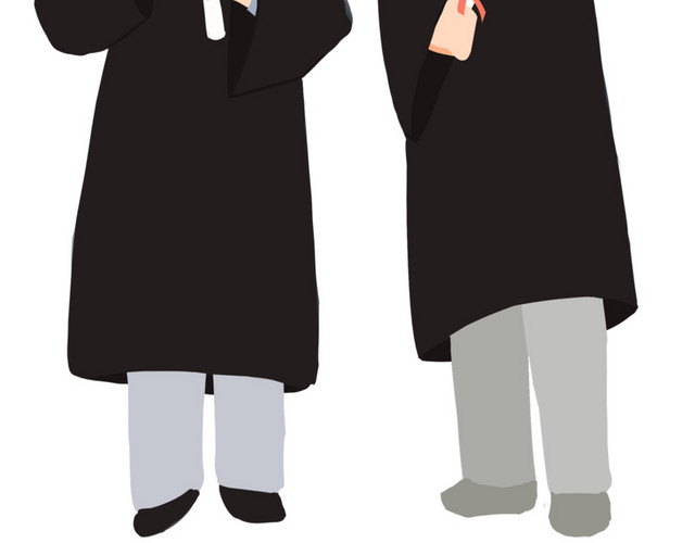 穿学士服的毕业学生