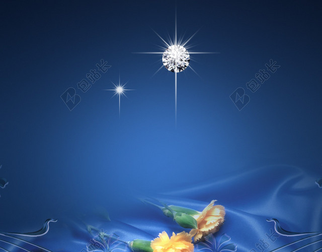 唯美蓝色钻石花朵背景图