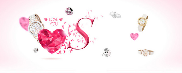 七夕情人节爱情首饰背景BANNER