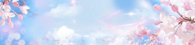 桃花节文艺阳光小清新蓝BANNER