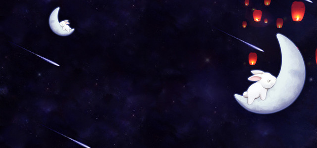 深蓝色星空浪漫中秋背景