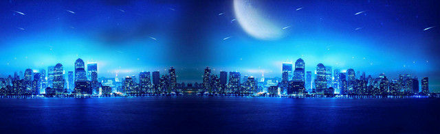蓝色梦幻城市背景BANNER