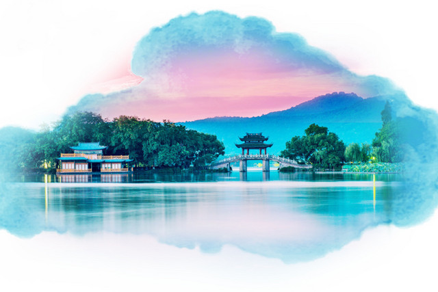 杭州美景水彩画
