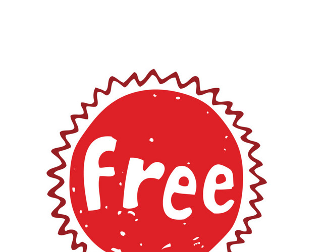 红色手绘FREE促销标签