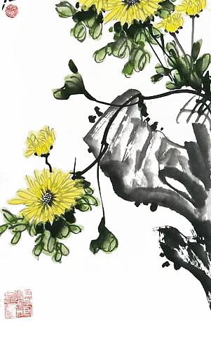 水墨咏菊