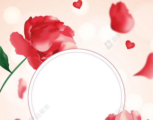 红色玫瑰花浪漫38女神节促销海报背景