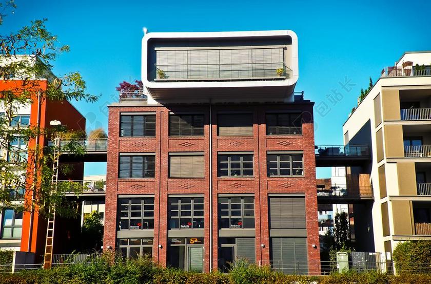 架构 现代 建设 首页 正面 杜塞尔多夫 屋顶 抽象 设计