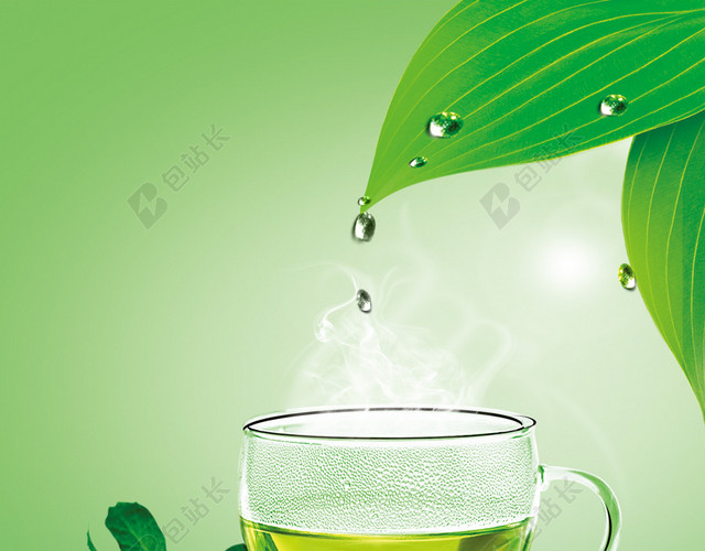 绿色清爽健康减肥茶广告背景素材