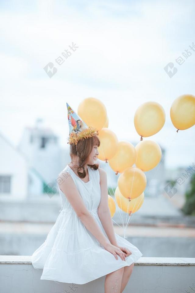 生日 气球 快乐 一天 女孩 女性 时尚 风格 模型 女子
