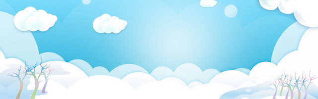 蓝色清爽渐变夏日云朵树BANNER
