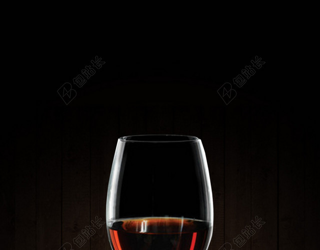 黑色简约红酒杯玫瑰花