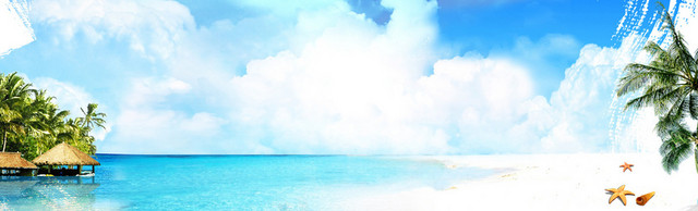 清爽海边美景海报背景