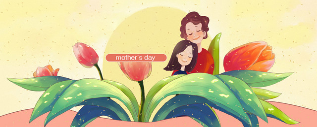 母亲节文艺质感手绘黄BANNER
