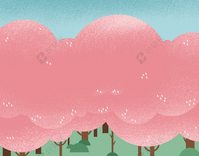 暖色调温馨手绘插画春季踏青出游海报背景