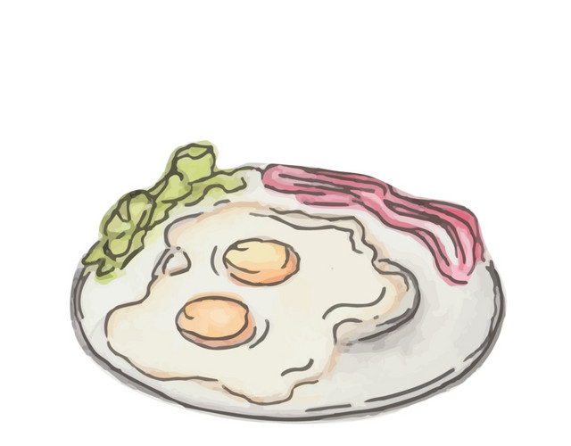 美味煎蛋烟肉早餐