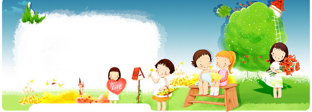 卡通小学生清新背景BANNER