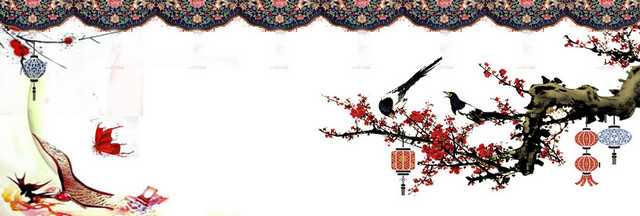 梅花喜鹊纹样背景BANNER
