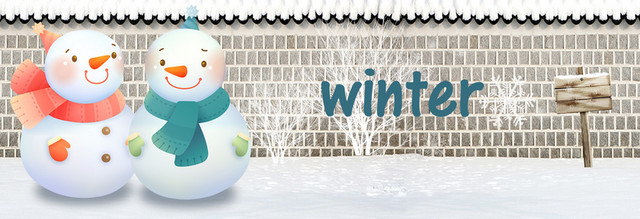 可爱雪人温暖冬季背景BANNER
