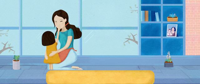 母亲节文艺手绘几何蓝BANNER