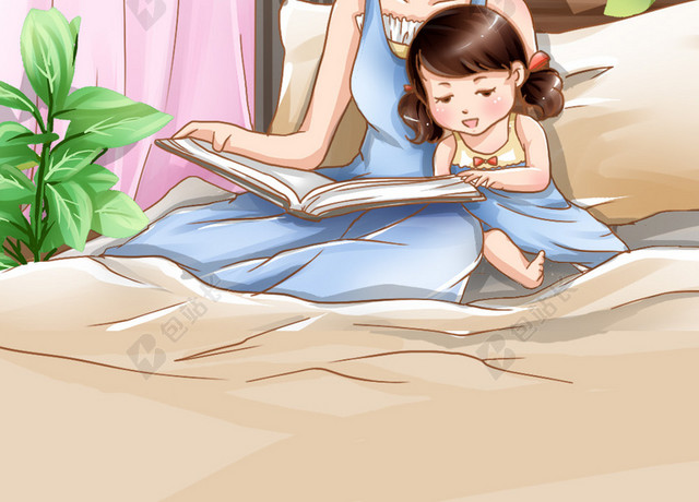 温馨母亲节母女插画竖版