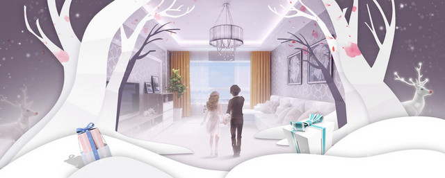 情人节浪漫温馨手绘BANNER