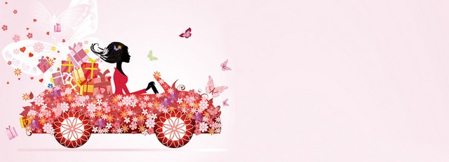 现代美女剪影汽车背景BANNER