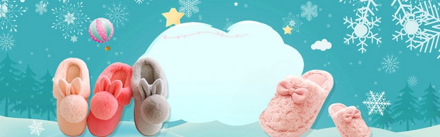 卡通棉鞋促销蓝色BANNER