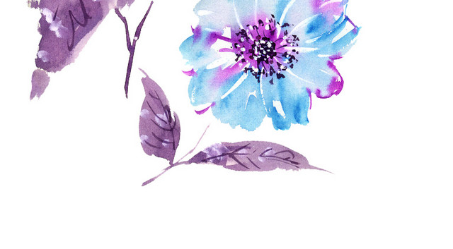 紫色水彩淡紫色花朵素材