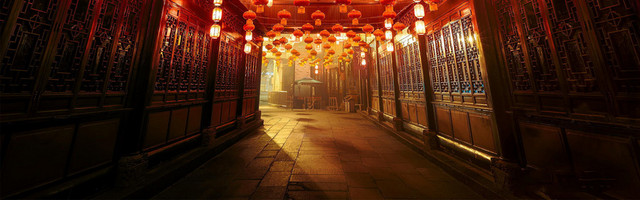 红色中国风灯光海报背景