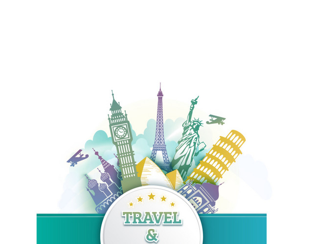 矢量手绘旅游标签