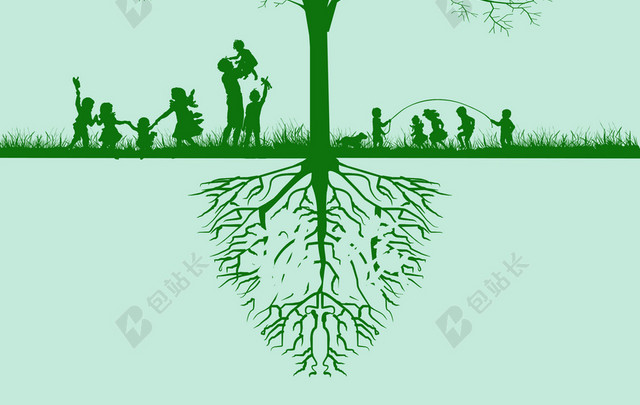 简约植树绿色背景素材
