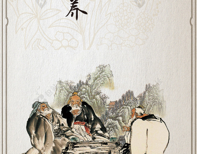 中国风中医草药古人手机背景