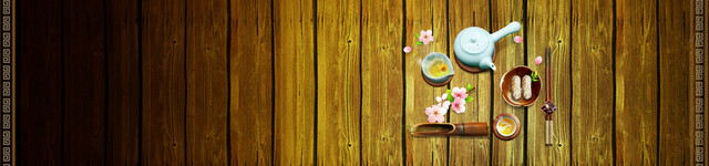茶文化茶叶木板质感背景BANNER