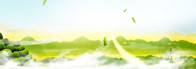 清新茶叶飘香背景BANNER