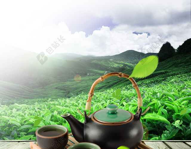 茶道茶园风景主图背景
