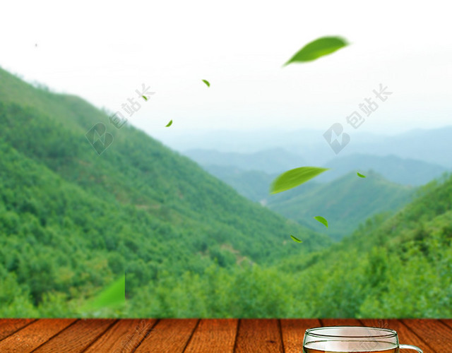 茶叶茶山风景PSD分层主图背景素材