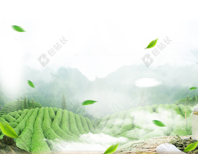 简约茶园茶叶木板PSD分层主图背景素材