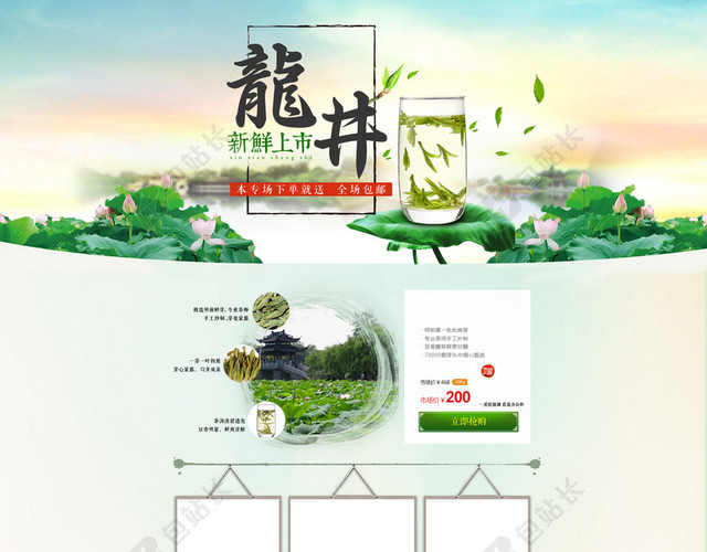 绿色茶叶店铺首页背景