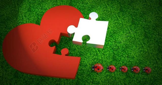 幸运瓢虫 心脏 谜 一起加入 拼图 心的形状 情感 分离