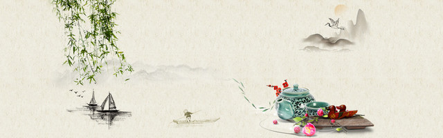 茶叶中国水墨画背景BANNER