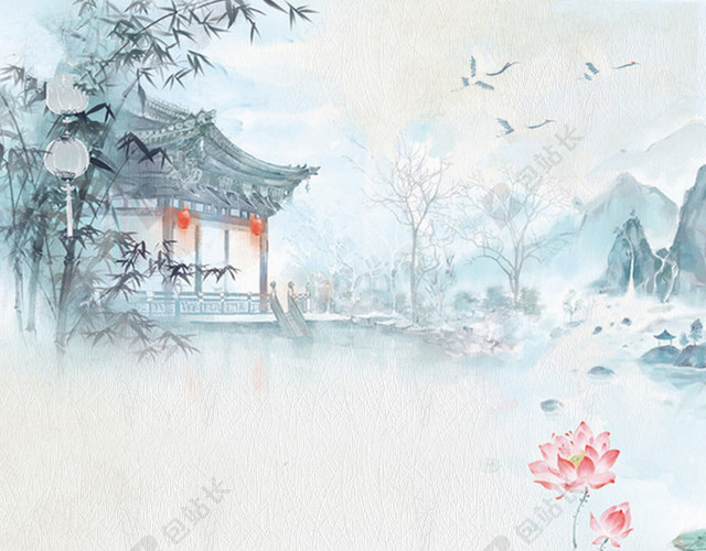 中国风荷花海报背景