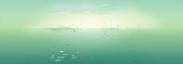 治愈系湖畔BANNER背景