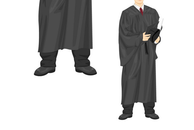 手绘穿学士服的男大学生矢量