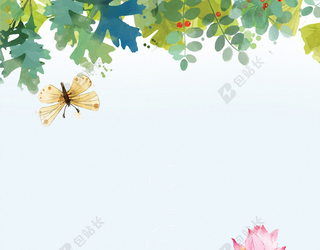 手绘荷花立夏节气海报