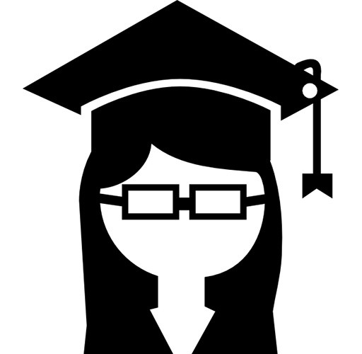 带毕业帽的女大学生图标
