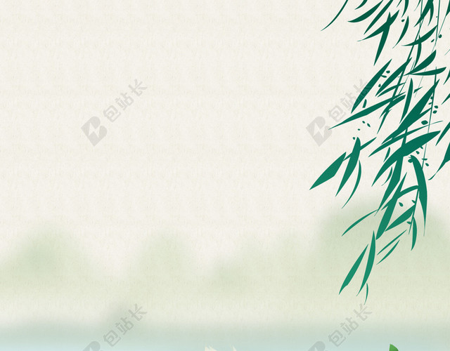 手绘荷叶荷花二十四节气海报背景素材