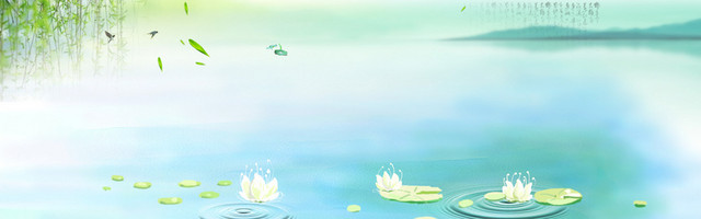 中国风垂柳荷花背景BANNER